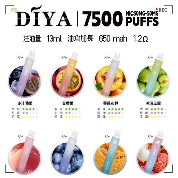 DIYA拋棄式 7500口 DIYA 一次性電子煙/ilia電子煙台灣現貨#日期10/20
